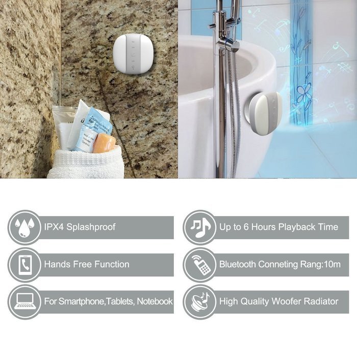 Miomix Portable Wireless Bluetooth 3.0 Shower Speaker Waterproof Speaker with Suction Cup for Bathroom, Boat or... N8