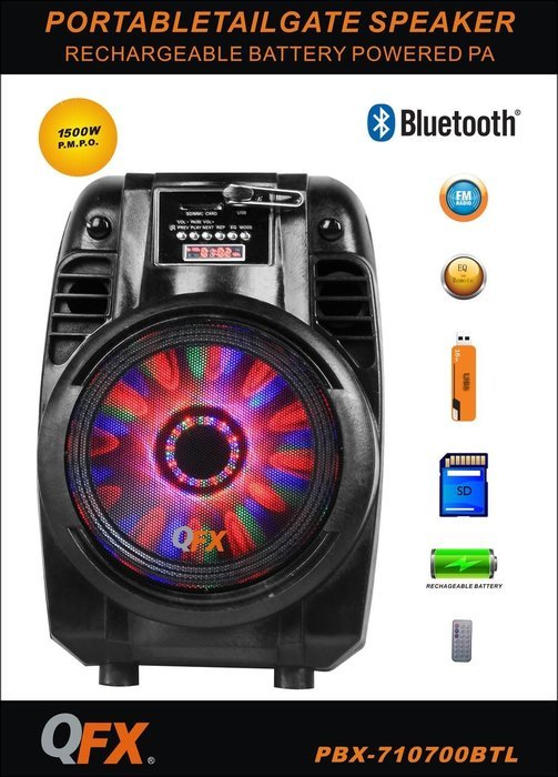 QFX PBX-710700BTL Portable Bluetooth Party Speaker N2