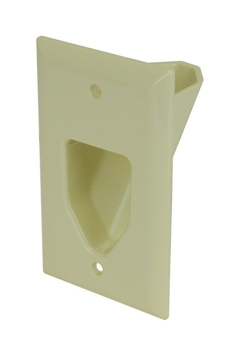 DataComm 45-0001-WH 1-Gang Recessed Low Voltage Cable Plate (White) N12