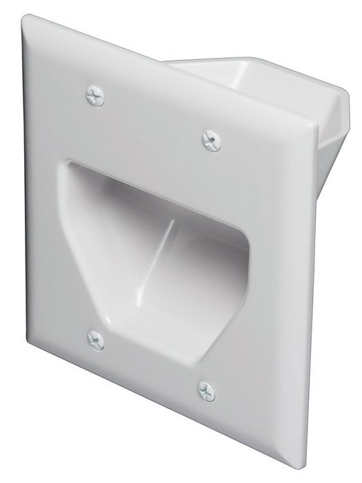 DataComm 45-0001-WH 1-Gang Recessed Low Voltage Cable Plate (White) N18