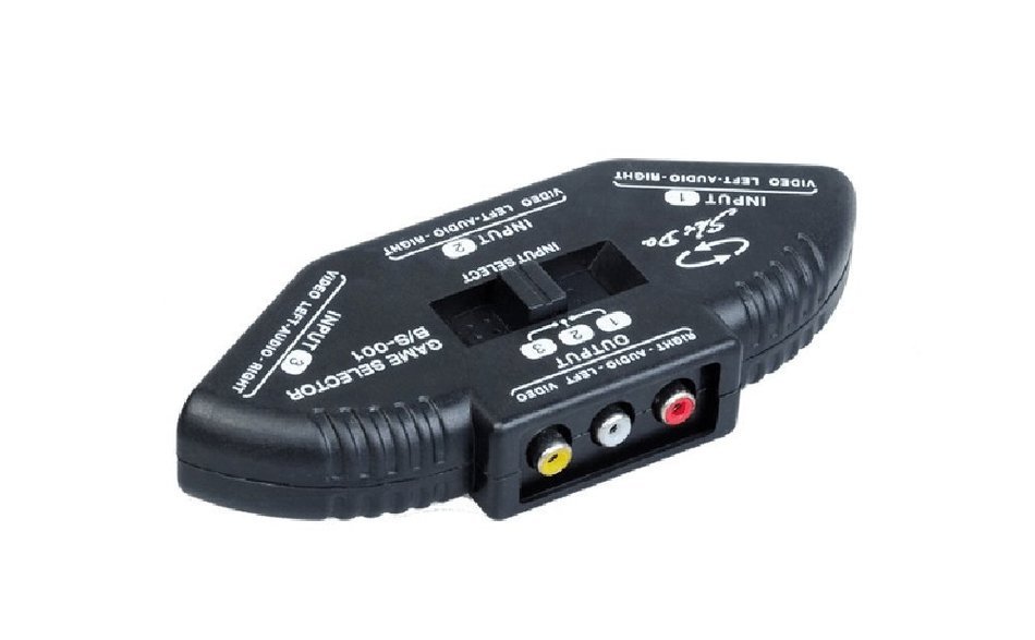 DuaFire 3-Way Audio Video AV RCA Switch Selector Box Splitter For XBOX XBOX360 DVD PS2 PS3 with AV Cable N2
