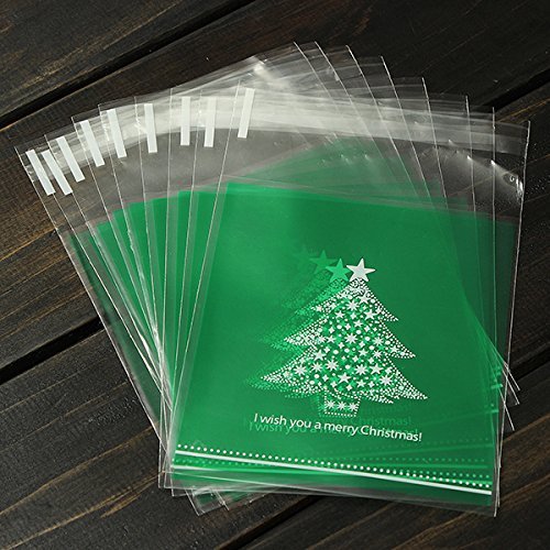 "10pcs Christmas Tree Clear Cellophane Cookie Wedding Candy Party Bags" shopping