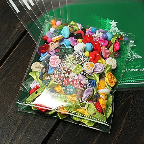 "10pcs Christmas Tree Clear Cellophane Cookie Wedding Candy Party Bags" shopping N4