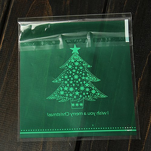 "10pcs Christmas Tree Clear Cellophane Cookie Wedding Candy Party Bags" shopping N6