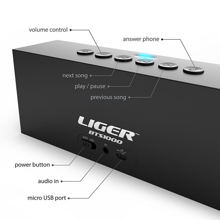 Bluetooth Speaker, Liger High Quality BTS1000 Bluetooth 4.0 Wireless Speaker with 12 hrs Music Streaming & Hands-Free... N4