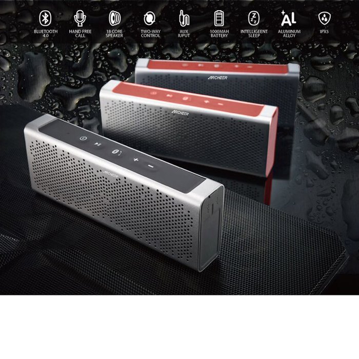 Archeer A209 Waterproof Wireless Bluetooth Speaker with Dual 5W Strong Driver and Built-in Mic - Gray N7