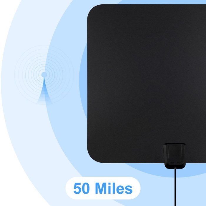 Anpro Ultra-Thin Amplified HDTV Aerial TV Antenna, 50 Mile Range Indoor HDTV Antenna for Digital Freeview and... N2
