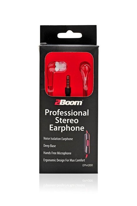 2BOOM Stereo Sound Earbud Red N2