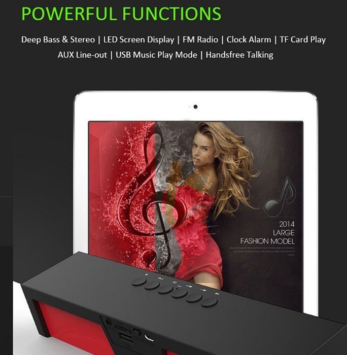 Super Bass Stereo LCD Display USB Bluetooth Wireless Speaker Support TF Card N2