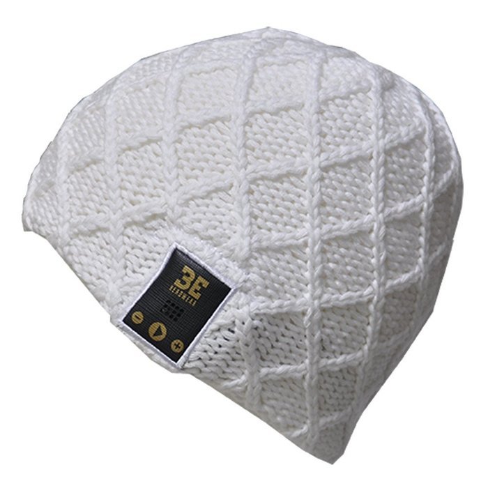 Behead Wear Wireless Headphone Speaker Microphone Beanie Hat Luv Spun Knit - White