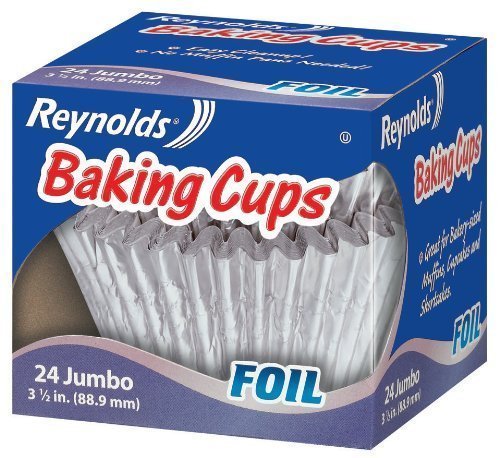 Reynolds Baking Cups, Foil, Jumbo, 3 1/2 In, 24 Count (Pack of 6) N2
