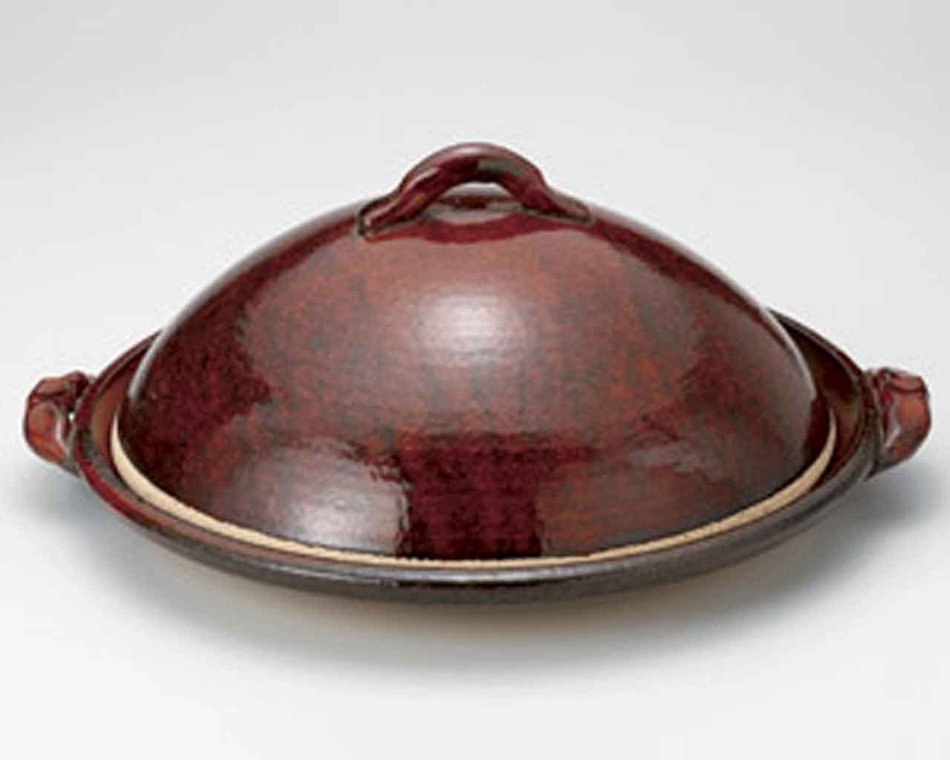 Earthenware utensils for 6-8 persons 14.2inch Donabe Japanese Hot pot Brown Ceramic Made in Japan