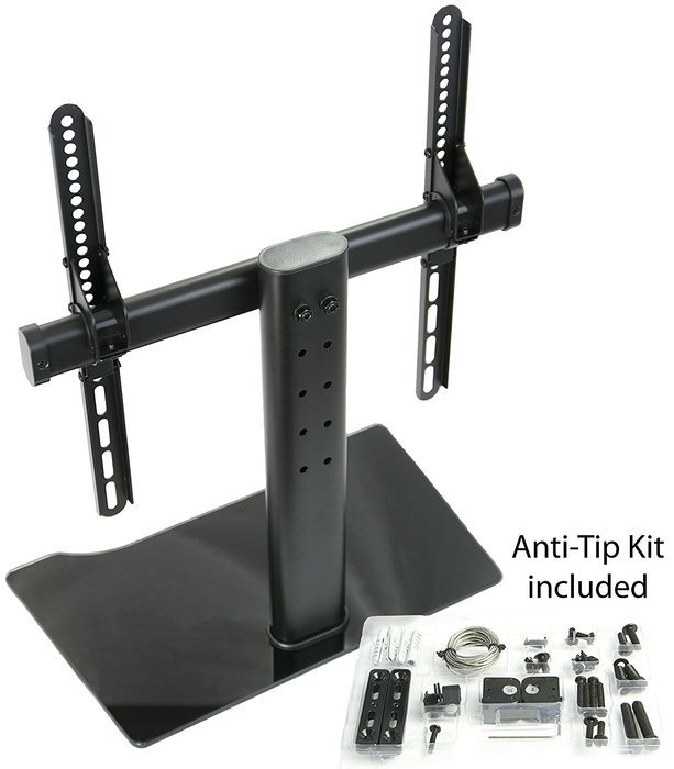 VIVO Universal LCD Flat Screen TV Table Top Desk Stand with Glass Base / fits 32" to 55" T.V. (STAND-TV00L) N3