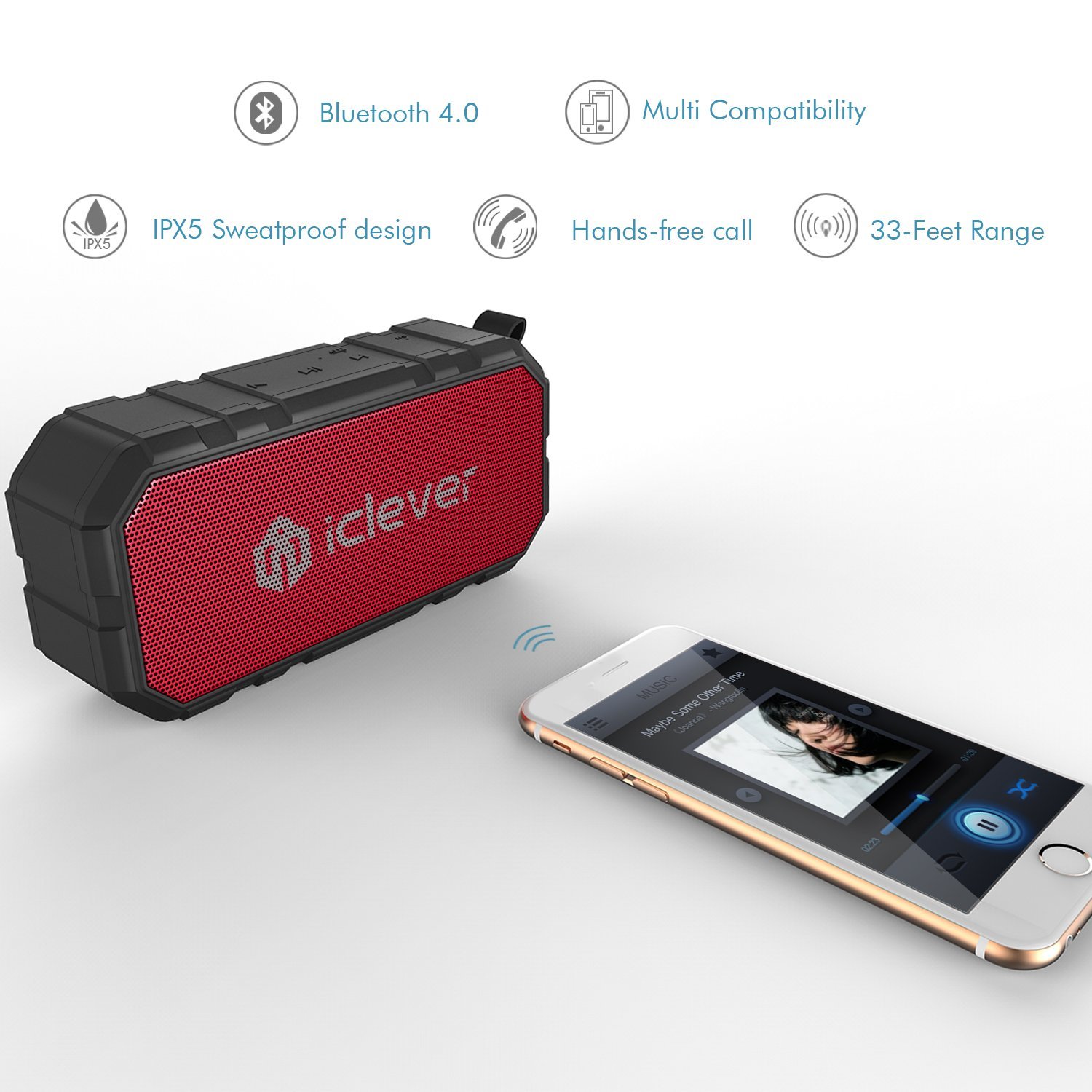 IClever BoostSound Sport Portable Bluetooth Speaker (BTS06), IPX5 Water ...