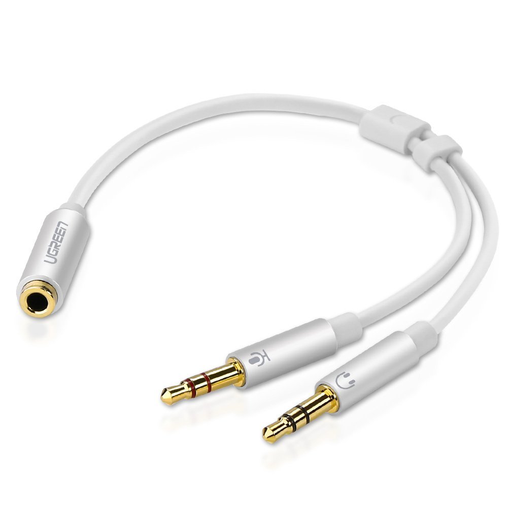 Ugreen Gold Plated 35mm Female To 2 Male Headphone Mic Audio Y Splitter Cable With Separate 