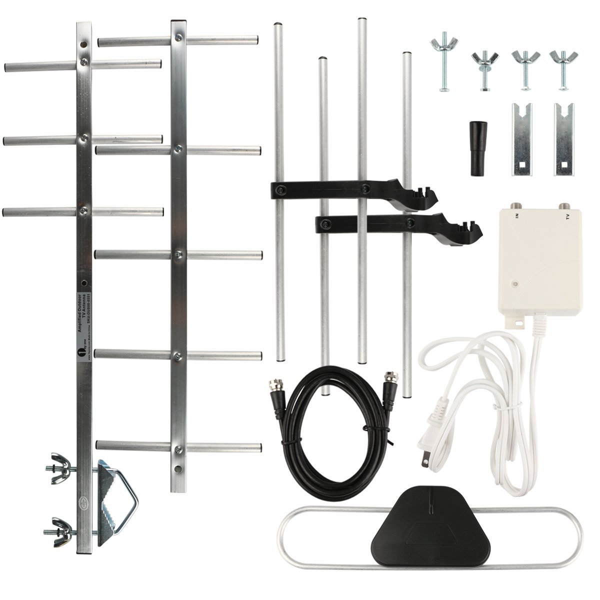 1byone Digital Amplified Outdoor / Attic HDTV Antenna, 80 Miles Range