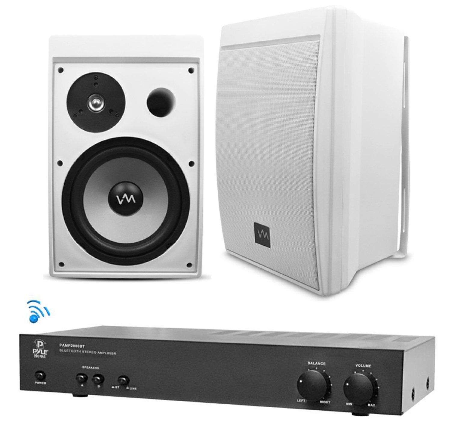 Bluetooth Outdoor PA Speakers 2) VM Audio 8Inch Speakers with Pyle