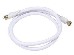 Monoprice 104057 3-Feet RG6 75Ohm Quad Shield CL2 Coaxial Cable with F Type Connector - White