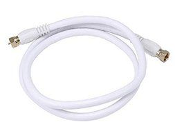 Monoprice 104057 3-Feet RG6 75Ohm Quad Shield CL2 Coaxial Cable with F Type Connector - White N2