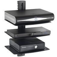 VonHaus 3x Black Floating Shelves with Strengthened Tempered Glass for DVD Players/Cable Boxes/Games Consoles/... N4