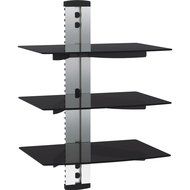 VonHaus 3x Black Floating Shelves with Strengthened Tempered Glass for DVD Players/Cable Boxes/Games Consoles/... N8