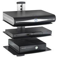 VonHaus 3x Black Floating Shelves with Strengthened Tempered Glass for DVD Players/Cable Boxes/Games Consoles/... N10