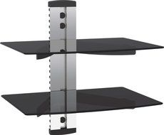 VonHaus 3x Black Floating Shelves with Strengthened Tempered Glass for DVD Players/Cable Boxes/Games Consoles/... N14