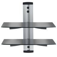 VonHaus 3x Black Floating Shelves with Strengthened Tempered Glass for DVD Players/Cable Boxes/Games Consoles/... N16