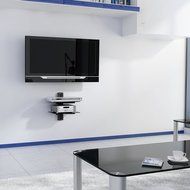 VonHaus 3x Black Floating Shelves with Strengthened Tempered Glass for DVD Players/Cable Boxes/Games Consoles/... N20