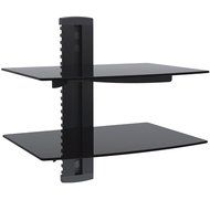 VonHaus 3x Black Floating Shelves with Strengthened Tempered Glass for DVD Players/Cable Boxes/Games Consoles/... N21