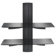 VonHaus 3x Black Floating Shelves with Strengthened Tempered Glass for DVD Players/Cable Boxes/Games Consoles/... N22