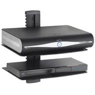 VonHaus 3x Black Floating Shelves with Strengthened Tempered Glass for DVD Players/Cable Boxes/Games Consoles/... N24