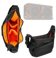 DURAGADGET Premium Quality Shoulder &#039;Sling&#039; Bag in Black &amp; Orange for the NEW Skullcandy Air Raid / Ambush / Shrapnel...