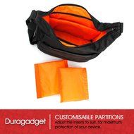 DURAGADGET Premium Quality Shoulder &#039;Sling&#039; Bag in Black &amp; Orange for the NEW Skullcandy Air Raid / Ambush / Shrapnel... N3