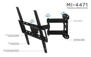 Mount-It! Full Motion TV Wall Mount Corner Bracket, VESA 400 x 400 Compatible, Extending Arm Articulating, Swivel... N4