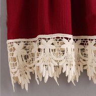 AIMTOPPY Women Lace Off Shoulder Trimmed Tasselled Drawstring Blouse Tank Tops (S) N5