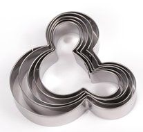 Home Value Mickey Mouse Face Shape Cookie Cutter, 5pc Set (COOKIECUTYPRHB2001) Silver