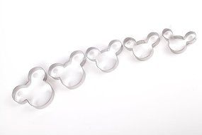 Home Value Mickey Mouse Face Shape Cookie Cutter, 5pc Set (COOKIECUTYPRHB2001) Silver N3