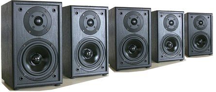 5 x BLACK JMax 300 Watts Total, 2 Way Bookshelf Speakers Stereo Home Theatre