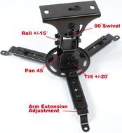 VideoSecu LCD DLP Projector Vaulted Ceiling Mount Bracket with Adjustable Extension Pole to 26.7" - Black PJ2B... N10