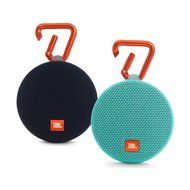 JBL Clip 2 Waterproof Portable Bluetooth Speaker Pair (Black/Teal)