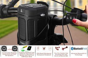 TRAKK ACTIV TR510BL Waterproof 16W 360 Degree Portable Bluetooth 4.0 Bike Speaker with 6000 mAh Battery, Blue N13