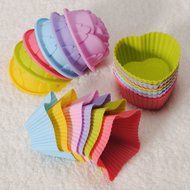 1Pcs Silicone Cake Muffin Chocolate Liner Baking Cup Molds shopping (Rose)