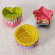 1Pcs Silicone Cake Muffin Chocolate Liner Baking Cup Molds shopping (Rose) N2