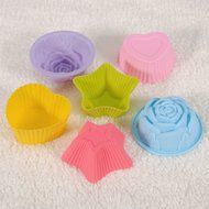 1Pcs Silicone Cake Muffin Chocolate Liner Baking Cup Molds shopping (Rose) N3