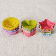 1Pcs Silicone Cake Muffin Chocolate Liner Baking Cup Molds shopping (Rose) N4