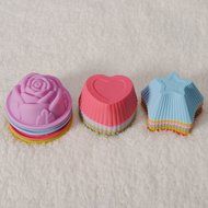 1Pcs Silicone Cake Muffin Chocolate Liner Baking Cup Molds shopping (Rose) N5