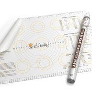 Silicone Large Pastry Mat With Measurements. 14.9&quot; x 23.3&quot; Non-Slip Sheet Sticks To Countertop For Rolling Dough N9