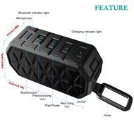 DLAND Water Resistant Wireless Bluetooth Speaker - IPX6 Waterproof, HD Audio, Built-in Mic, Support 3.5 mm Audio... N5