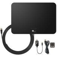 1byone Amplified HDTV Antenna - 50 Mile Range with Detachable Amplifier Power Supply and 10ft Coax Cable